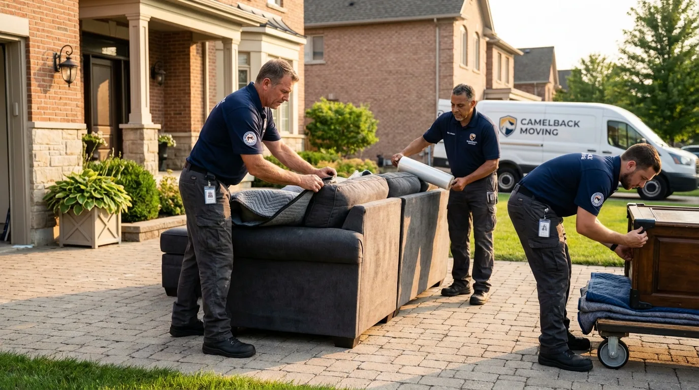 Large estate moving crew wrapping furniture in Rowland Heights, CA