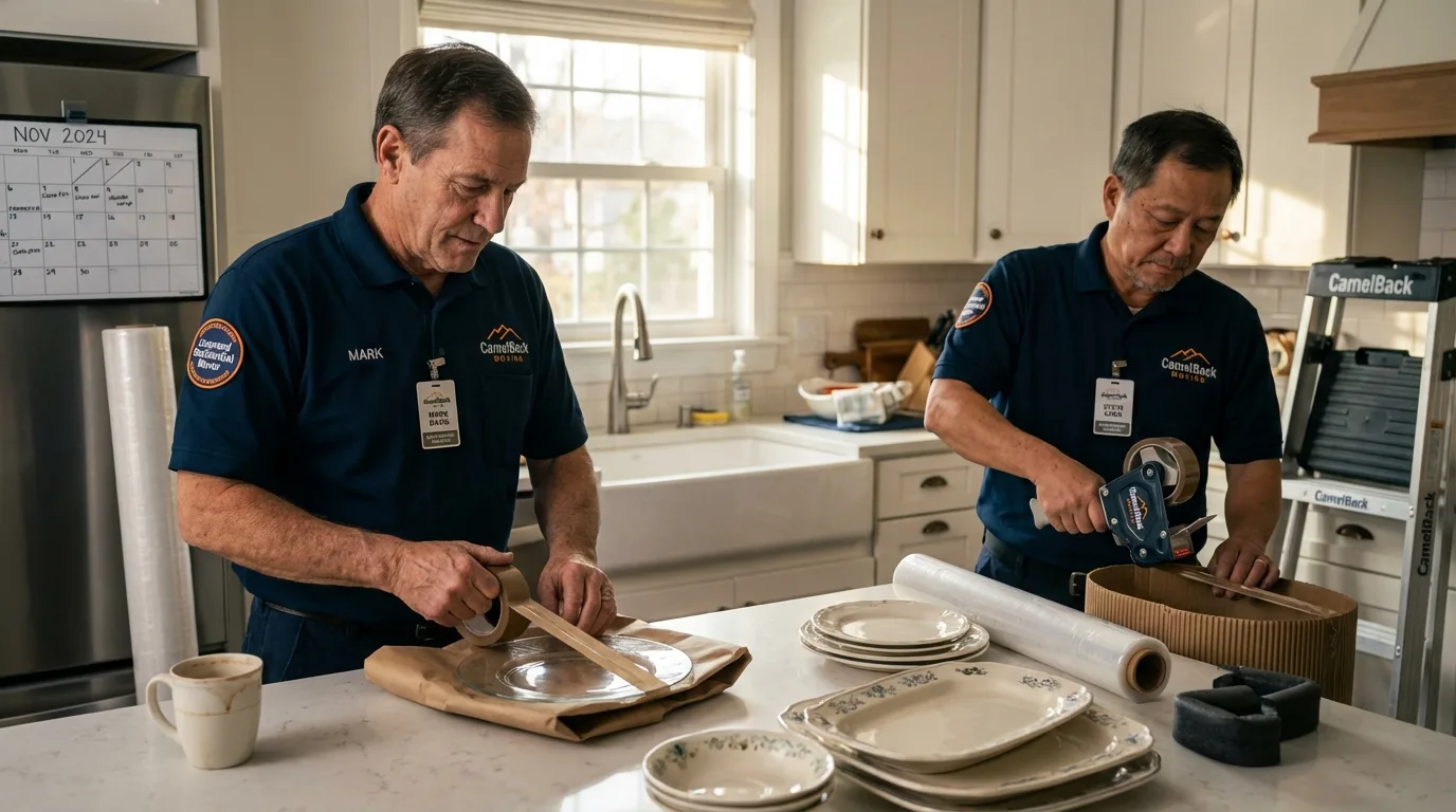 Professional crew packing kitchen dishware in Rowland Heights, CA